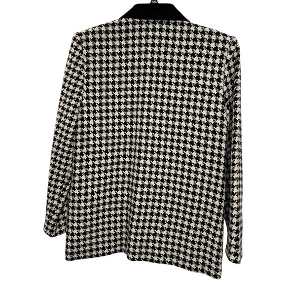 Vintage Houndstooth Blazer Size M Black White Single Breasted - Picture 2 of 10